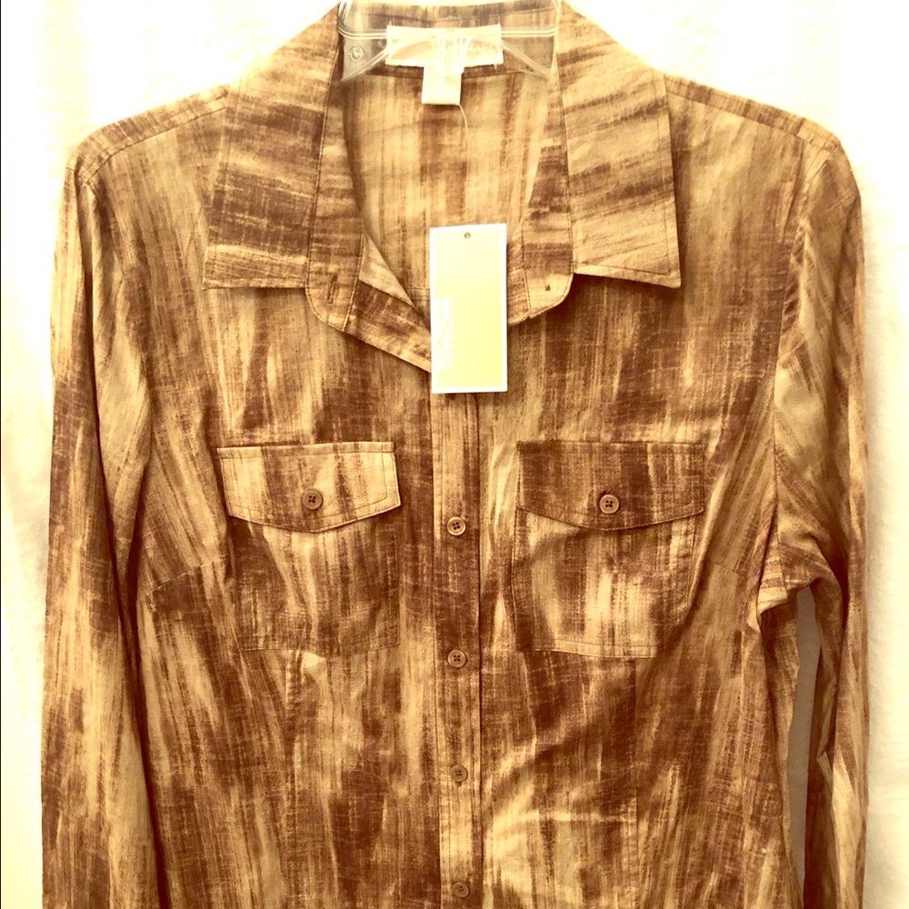 Michael Kors long sleeve hazelnut blouse - Large